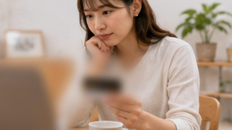 通販でボイスレコーダーの価格や付属品を比較する日本人女性
