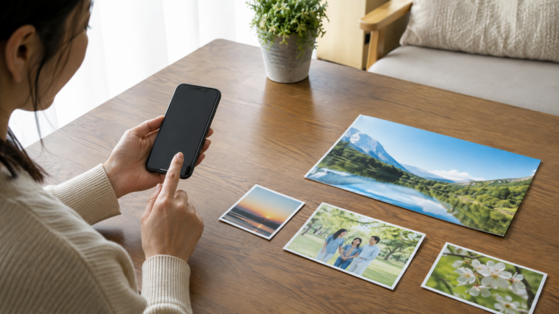 SNS投稿や家族写真や大判印刷などスマホ写真の用途を比べる日本人女性