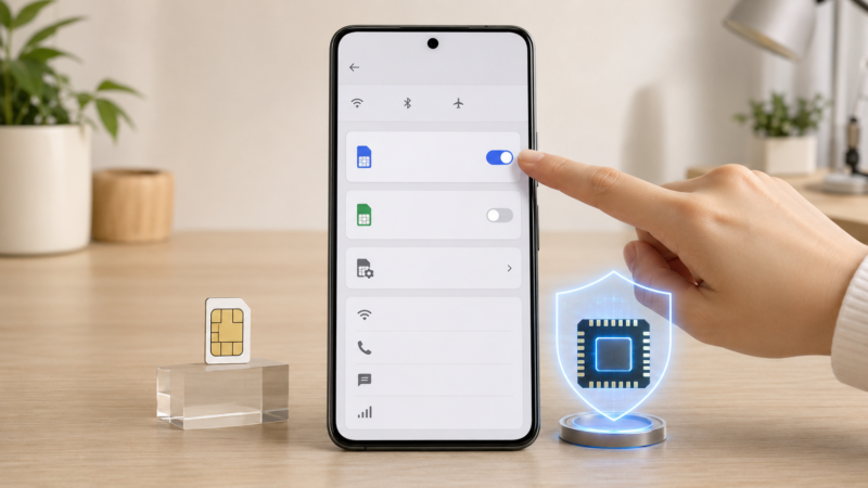 Google PixelのデュアルSIMとeSIMの有効状態を確認する画面