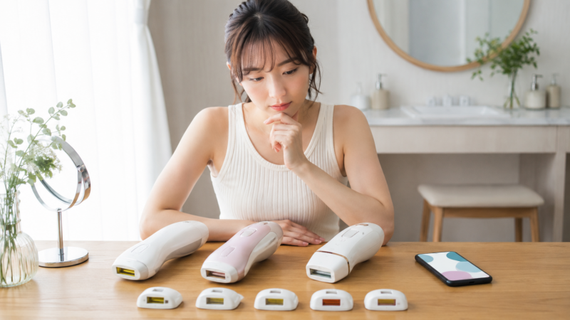 使用部位と機能に合わせて家庭用光美容器を選ぶイメージ