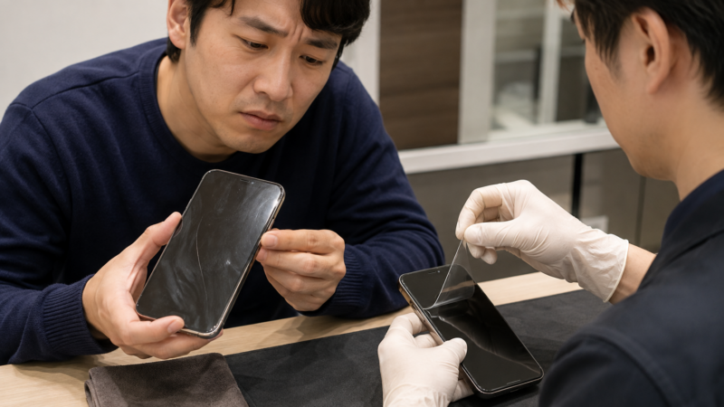 剥がせないガラスコーティングと交換できるスマホフィルムの違い