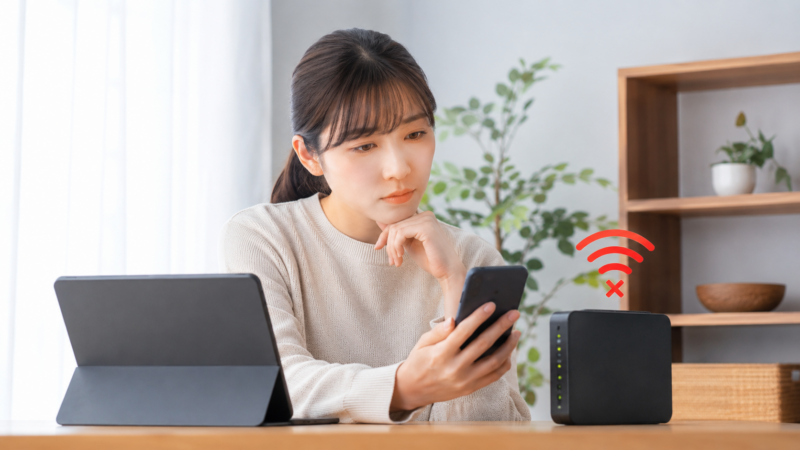 SMSが届かないときにiPhoneとiPadの通信状態を確認する様子