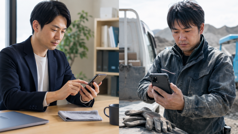 デスクワークと屋外作業で異なるスマホの使用環境と保護方法