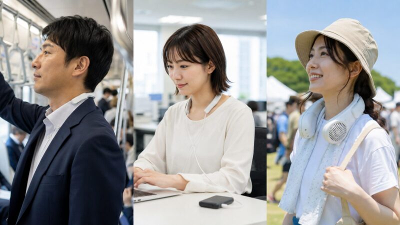 通勤とデスクワークと屋外レジャーで用途別にネッククーラーを使う日本人