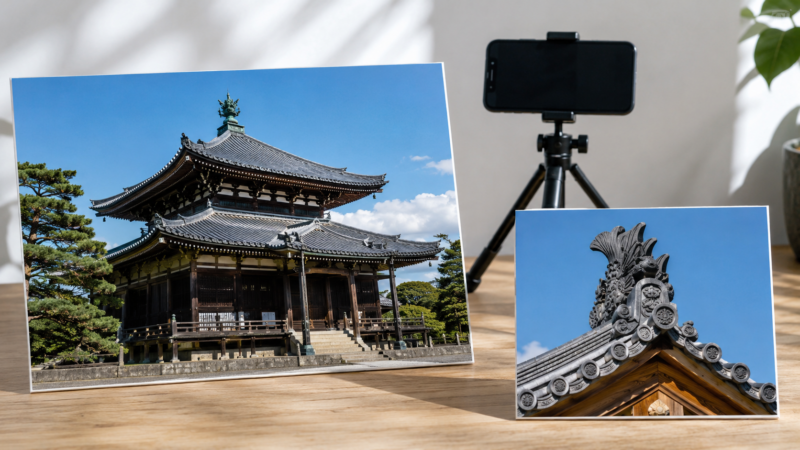 高画素写真から建物の細部を鮮明に切り抜いたトリミング例
