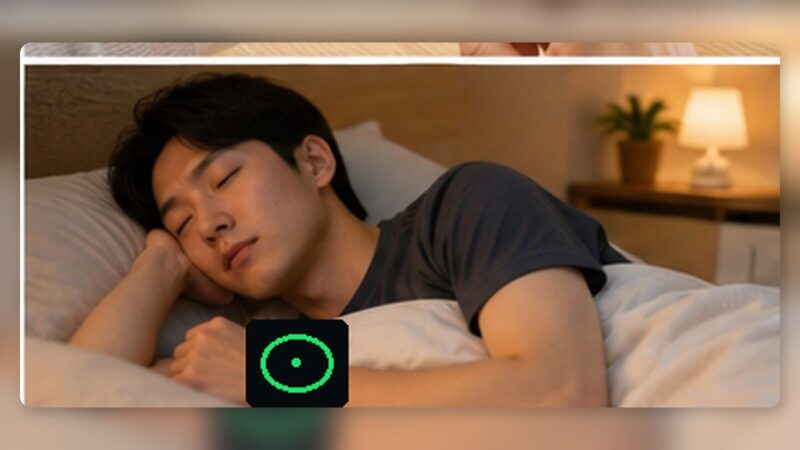 Apple Watch 11を装着したまま睡眠記録を行う日本人男性