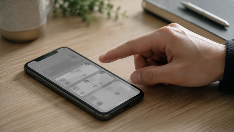 白黒表示で通知やアプリを目立ちにくくしたスマホ